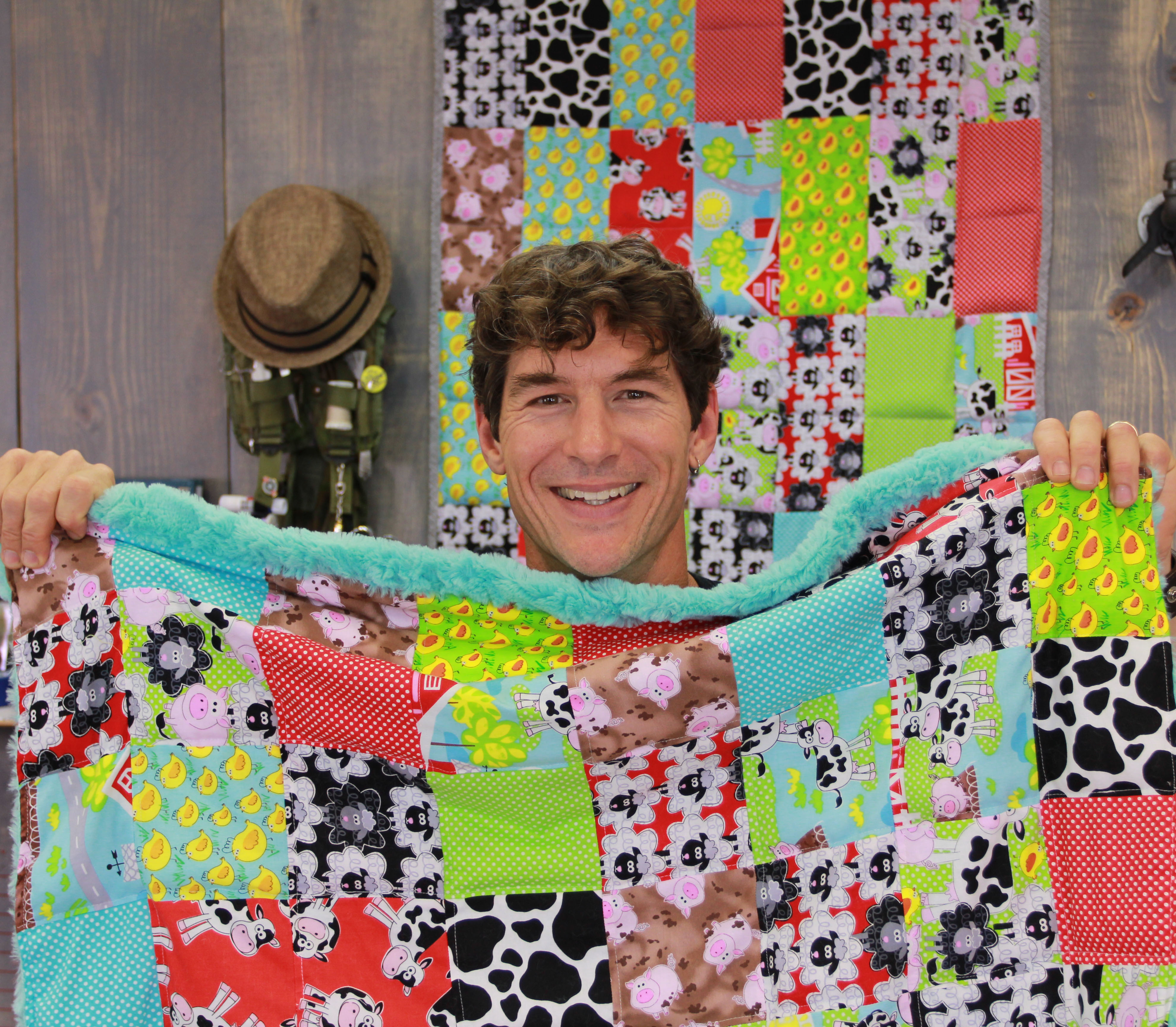 Weighted Blanket Tutorial for Autism Awareness Month Man Sewing