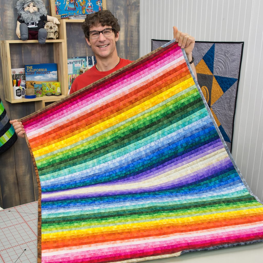 Rainbow Strips Quilt as You Go Tutorial Man Sewing