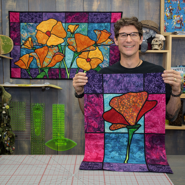 Traditional Stained Glass Appliqué Man Sewing