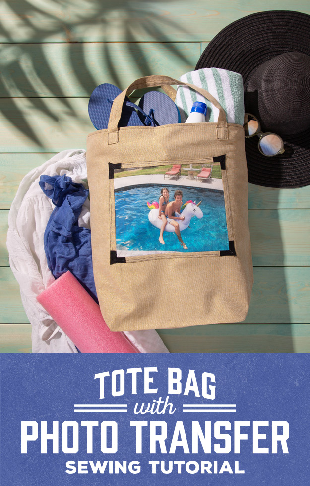 Photo Transfer Tote Bag Man Sewing
