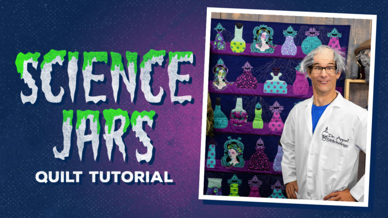 Science Jars Quilt – Man Sewing